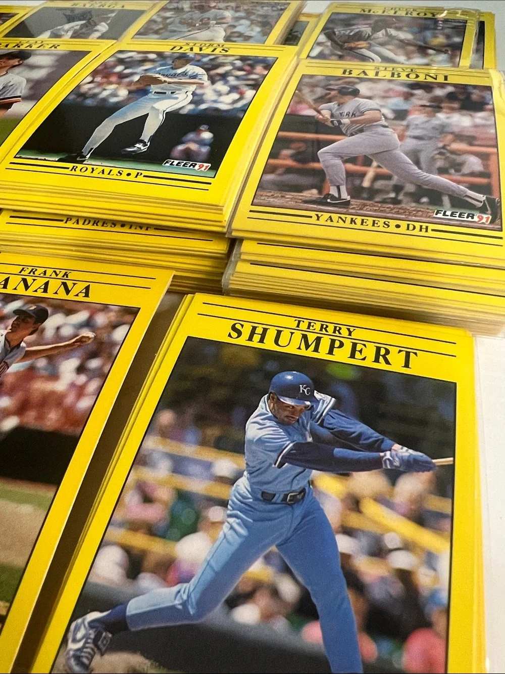Vintage Fleer 1991 Baseball Card Lot - Yellow Border (300+)